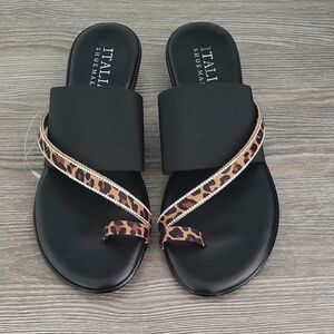 Italian Shoemakers Black and Leopard Sandals